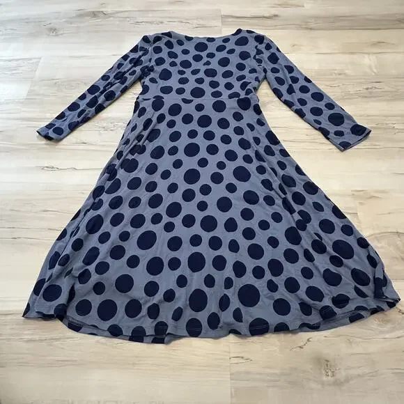 Boden Women 6P Dress Faux Wrap Fit Flare Polka Dots Jersey Purple - Picture 3 of 9